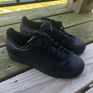 Black Adidas Superstar - Womens 9, Mens 8